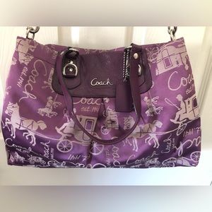 Purple Cloth Coach Satchel Style Bag